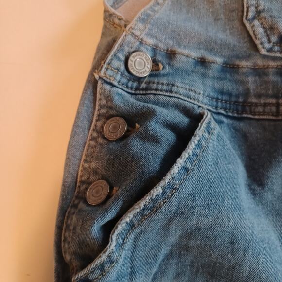 Indigo Rein Bib Shorts Overalls Size 1/24 Blue Jean Distressed Relaxed Fit NEW - Picture 4 of 9